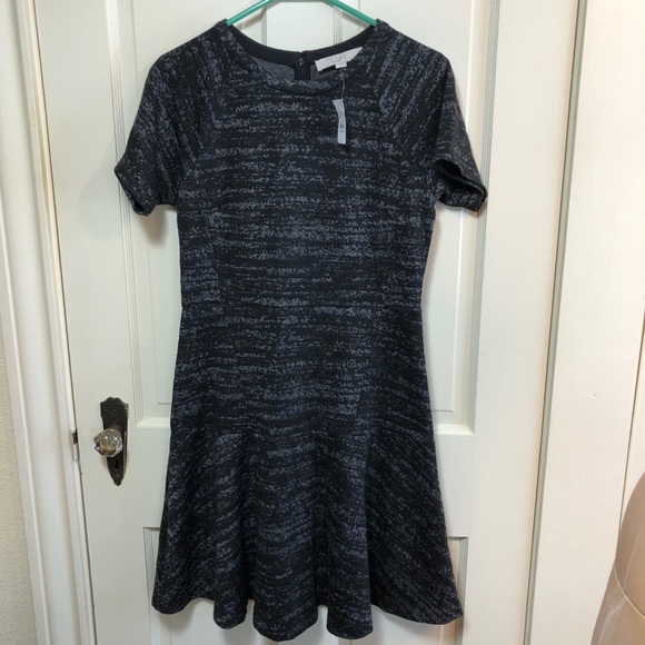 NWT LOFT Black/Gray Knit Dress Sz 4 - Picture 6 of 6